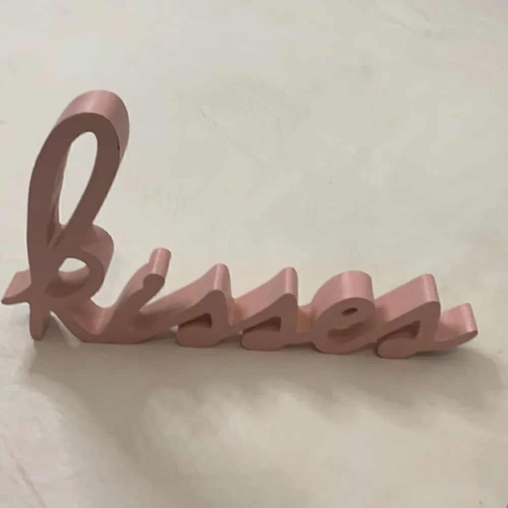 KISSES Wood Letter Art Pink 12 Inches Long And 7 Inches Tall